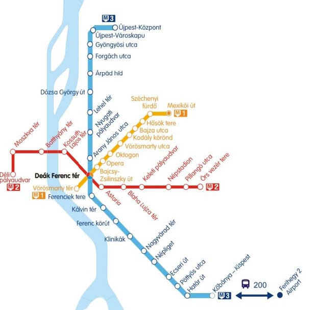 A BUDAPESTI METRÓHÁLÓZAT Budapest üzemelő metróvonalai